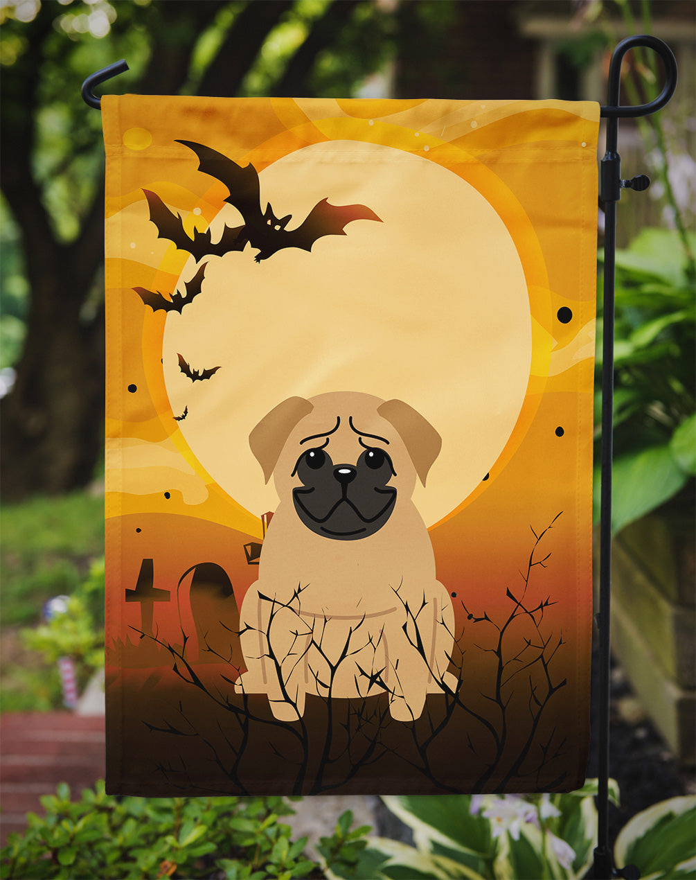 Halloween Pug Brown Garden Flag Mailbox Decorative Yard Banner Outside Patio Artwork for Flower Beds, Garden Size, Multicolor