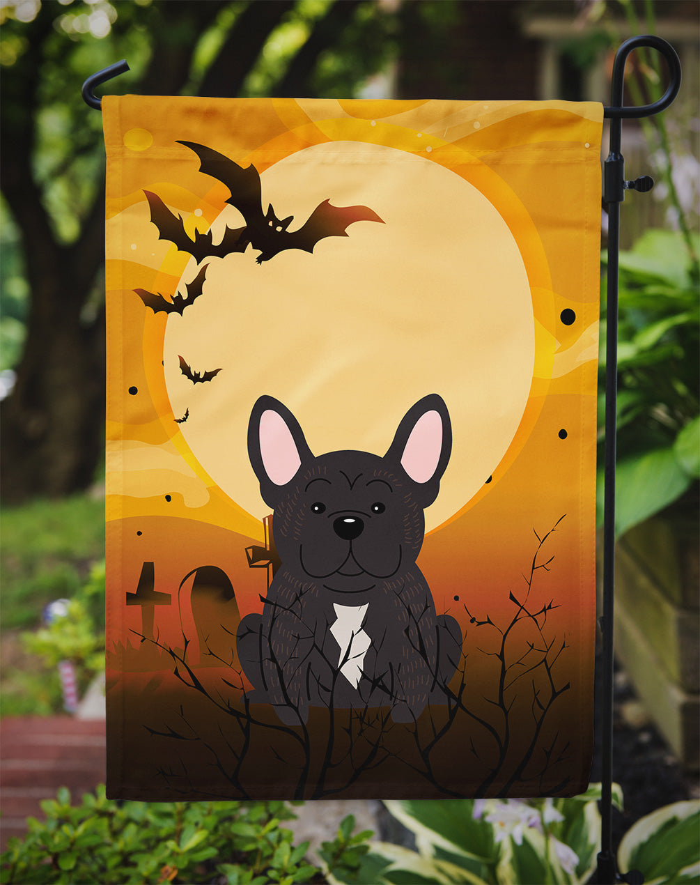 Halloween French Bulldog Brindle Garden Flag Mailbox Decorative Yard Banner Outside Patio Artwork for Flower Beds, Garden Size, Multicolor