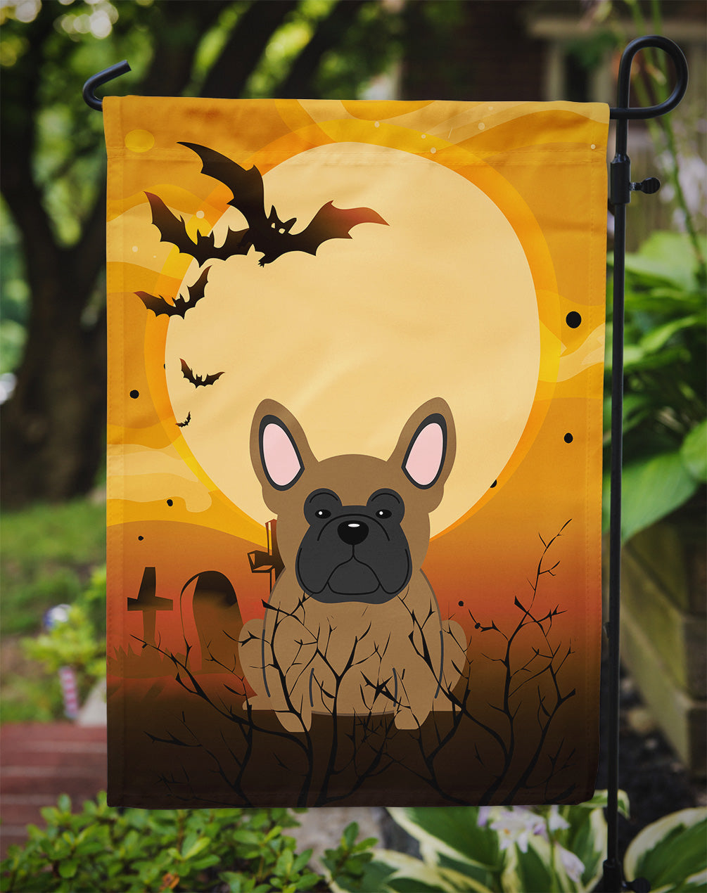 Halloween French Bulldog Brown Garden Flag Mailbox Decorative Yard Banner Outside Patio Artwork for Flower Beds, Garden Size, Multicolor