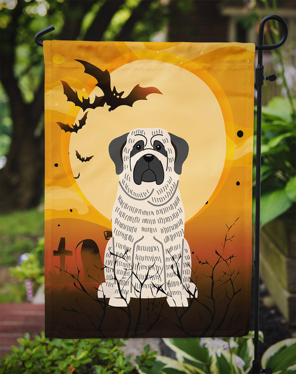 Halloween Mastiff Brindle White Garden Flag Mailbox Decorative Yard Banner Outside Patio Artwork for Flower Beds, Garden Size, Multicolor
