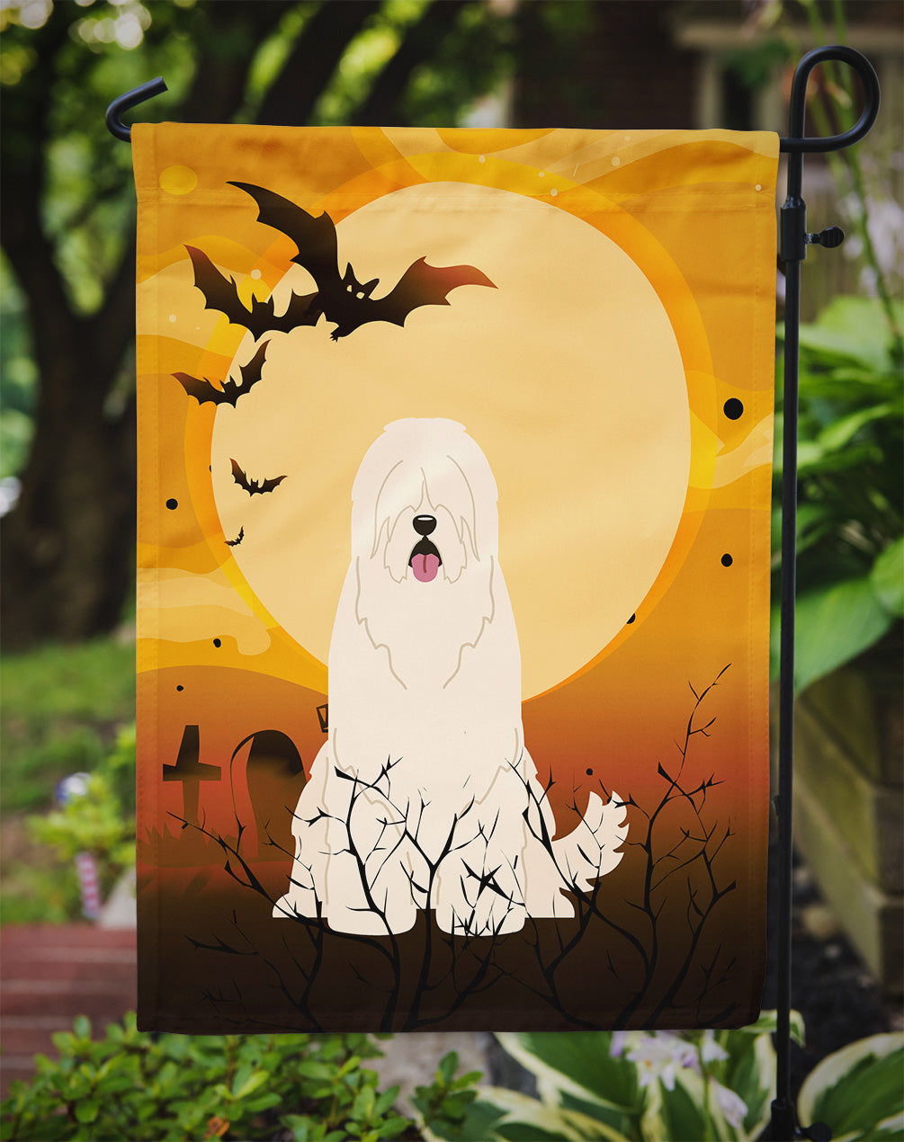 Halloween South Russian Sheepdog Garden Flag Mailbox Decorative Yard Banner Outside Patio Artwork for Flower Beds, Garden Size, Multicolor