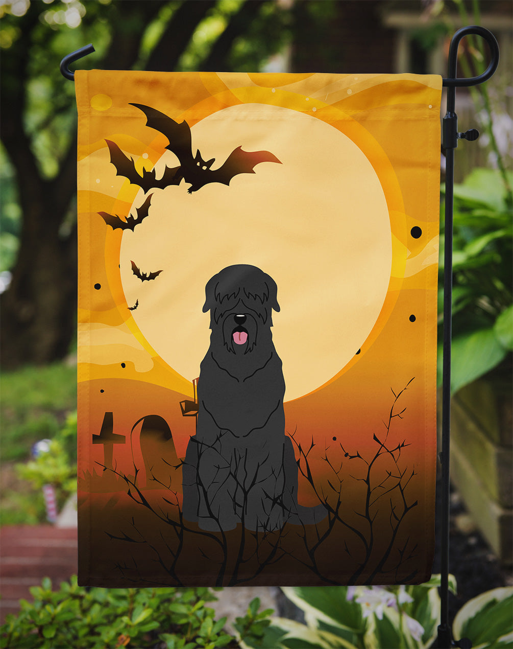 Halloween Black Russian Terrier Garden Flag Mailbox Decorative Yard Banner Outside Patio Artwork for Flower Beds, Garden Size, Multicolor