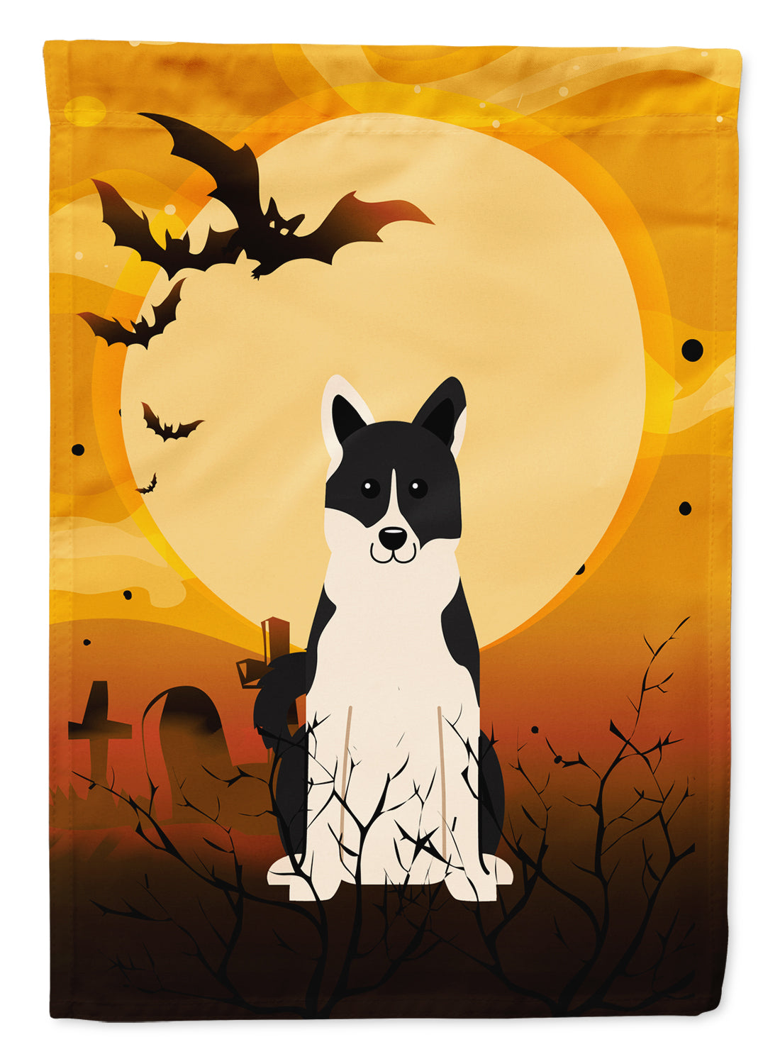 Halloween Russo-European Laika Spitz Garden Flag Mailbox Decorative Yard Banner Outside Patio Artwork for Flower Beds, Garden Size, Multicolor