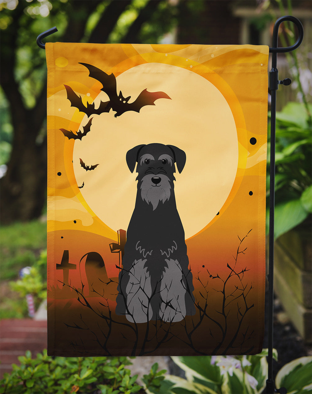 Halloween Standard Schnauzer Black Garden Flag Mailbox Decorative Yard Banner Outside Patio Artwork for Flower Beds, Garden Size, Multicolor