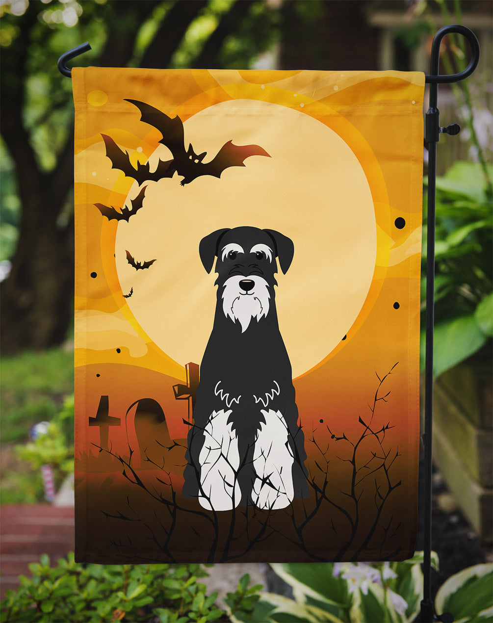 Halloween Standard Schnauzer Salt and Pepper Garden Flag Mailbox Decorative Yard Banner Outside Patio Artwork for Flower Beds, Garden Size, Multicolor