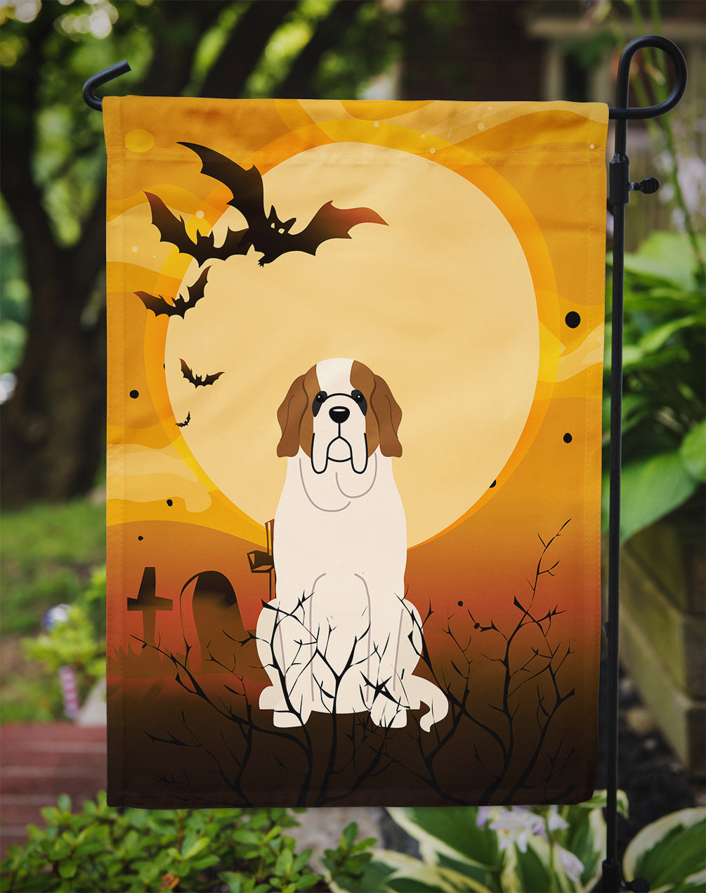 Halloween Saint Bernard Garden Flag Mailbox Decorative Yard Banner Outside Patio Artwork for Flower Beds, Garden Size, Multicolor