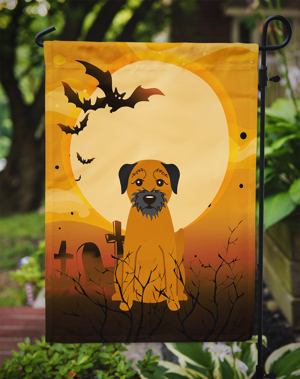 Halloween Border Terrier Garden Flag Mailbox Decorative Yard Banner Outside Patio Artwork for Flower Beds, Garden Size, Multicolor