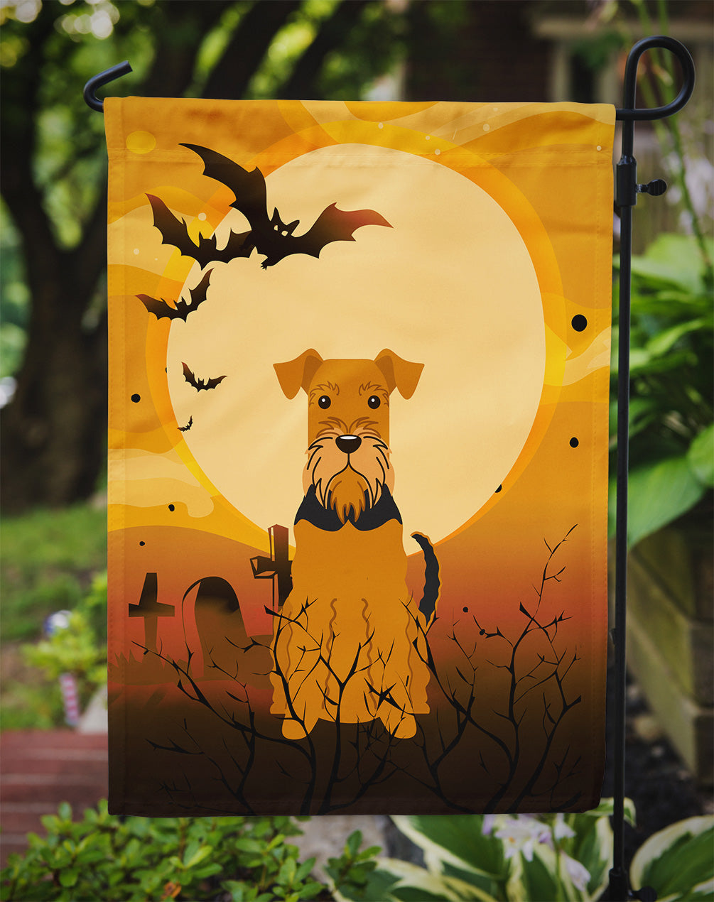 Halloween Airedale Garden Flag Mailbox Decorative Yard Banner Outside Patio Artwork for Flower Beds, Garden Size, Multicolor