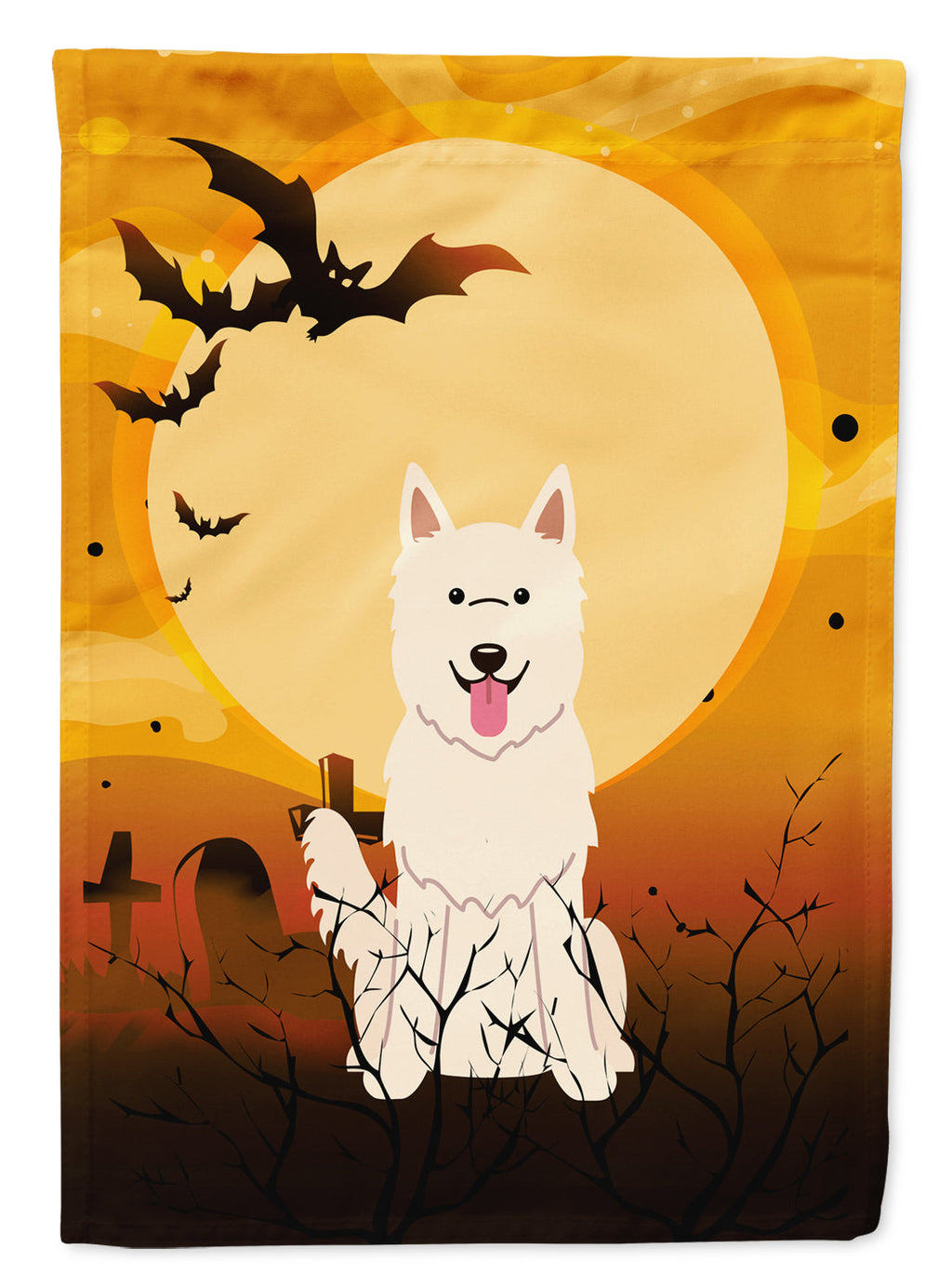 Halloween White German Shepherd Garden Flag Mailbox Decorative Yard Banner Outside Patio Artwork for Flower Beds, Garden Size, Multicolor