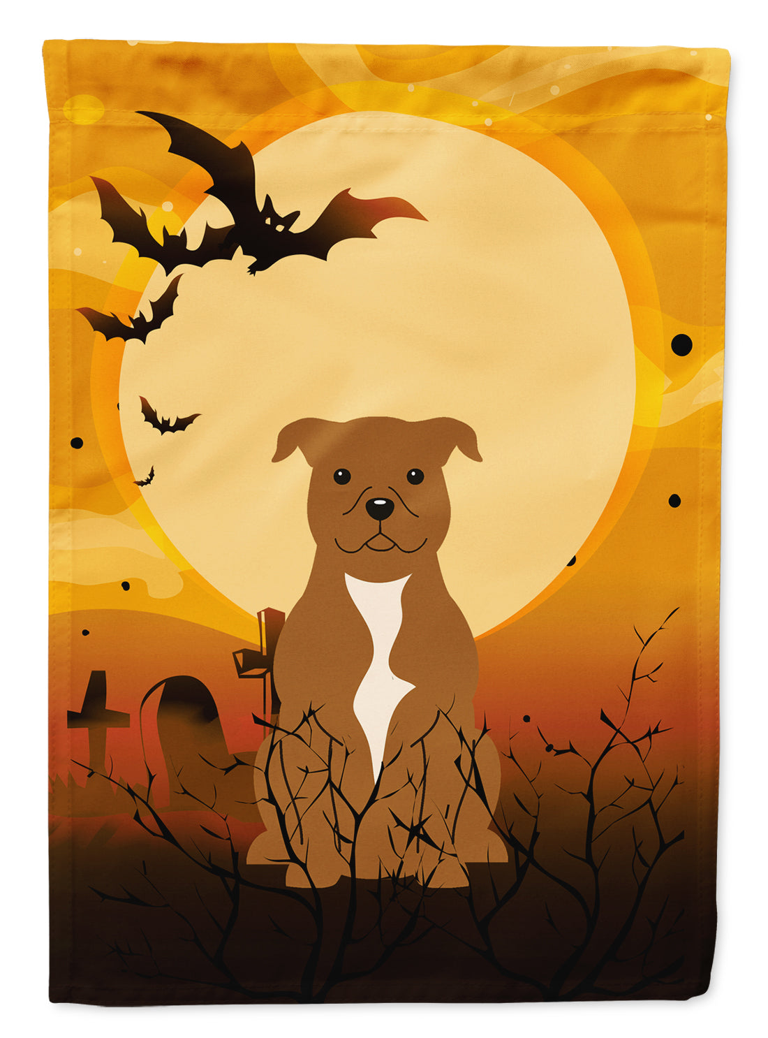 Halloween Staffordshire Bull Terrier Brown Garden Flag Mailbox Decorative Yard Banner Outside Patio Artwork for Flower Beds, Garden Size, Multicolor