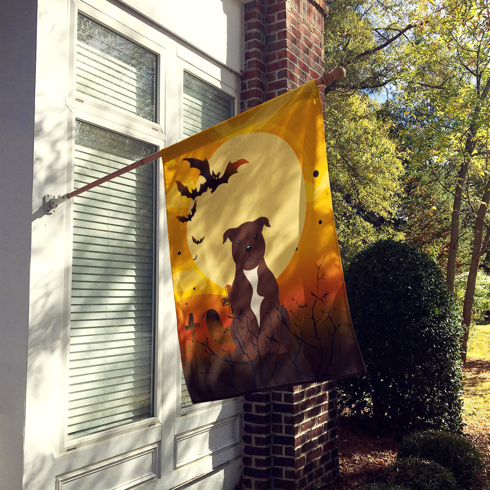 Halloween Staffordshire Bull Terrier Chocolate House Flag 28x40 Porch Sleeve Pole Decorative Outside Yard Banner Artwork Wall Hanging, Polyester