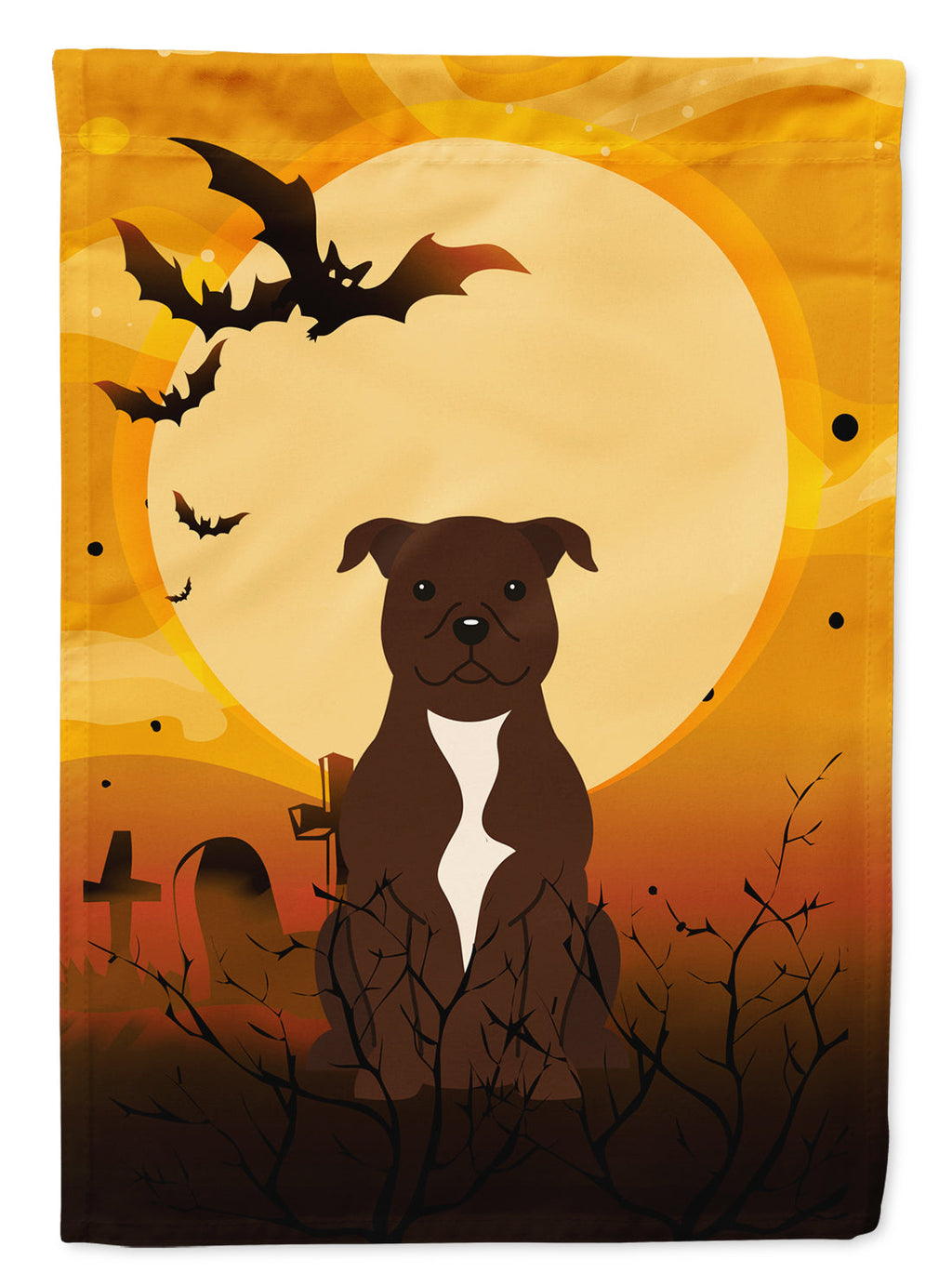 Halloween Staffordshire Bull Terrier Chocolate Garden Flag Mailbox Decorative Yard Banner Outside Patio Artwork for Flower Beds, Garden Size, Multicolor