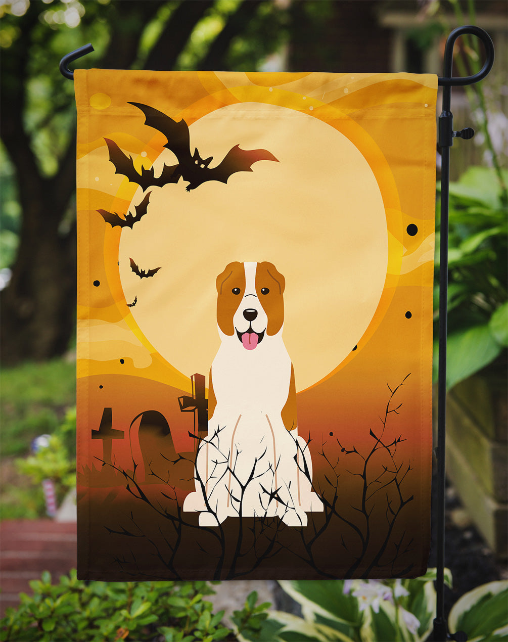 Halloween Central Asian Shepherd Dog Garden Flag Mailbox Decorative Yard Banner Outside Patio Artwork for Flower Beds, Garden Size, Multicolor