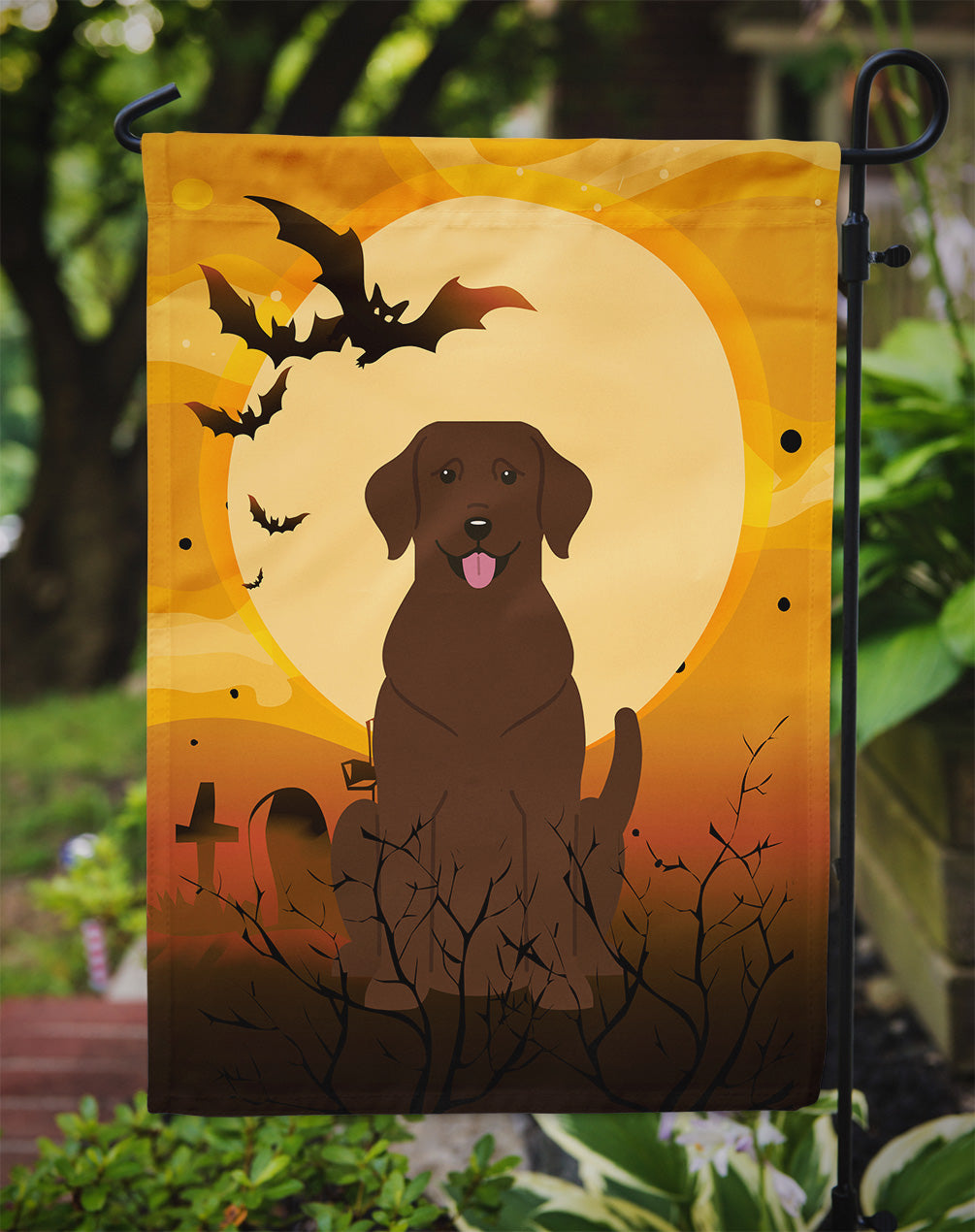 Halloween Chocolate Labrador Garden Flag Mailbox Decorative Yard Banner Outside Patio Artwork for Flower Beds, Garden Size, Multicolor