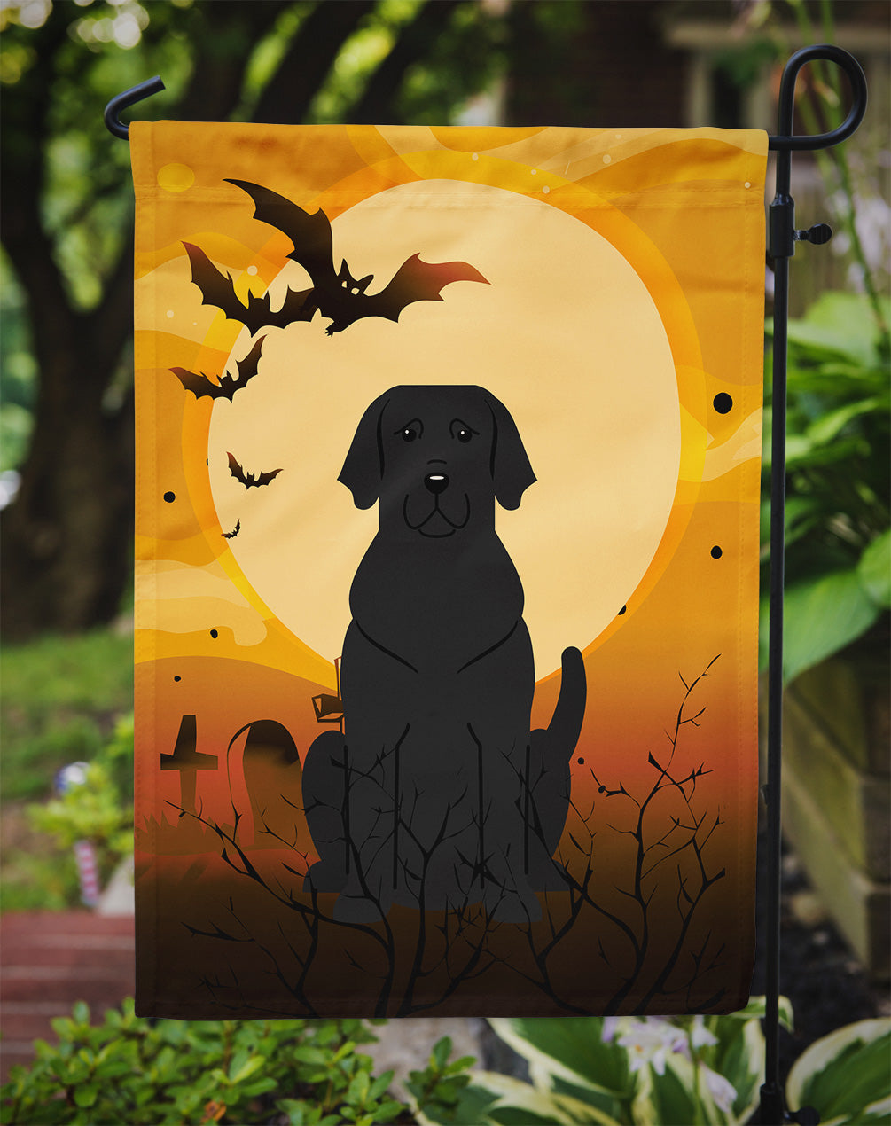 Halloween Black Labrador Garden Flag Mailbox Decorative Yard Banner Outside Patio Artwork for Flower Beds, Garden Size, Multicolor