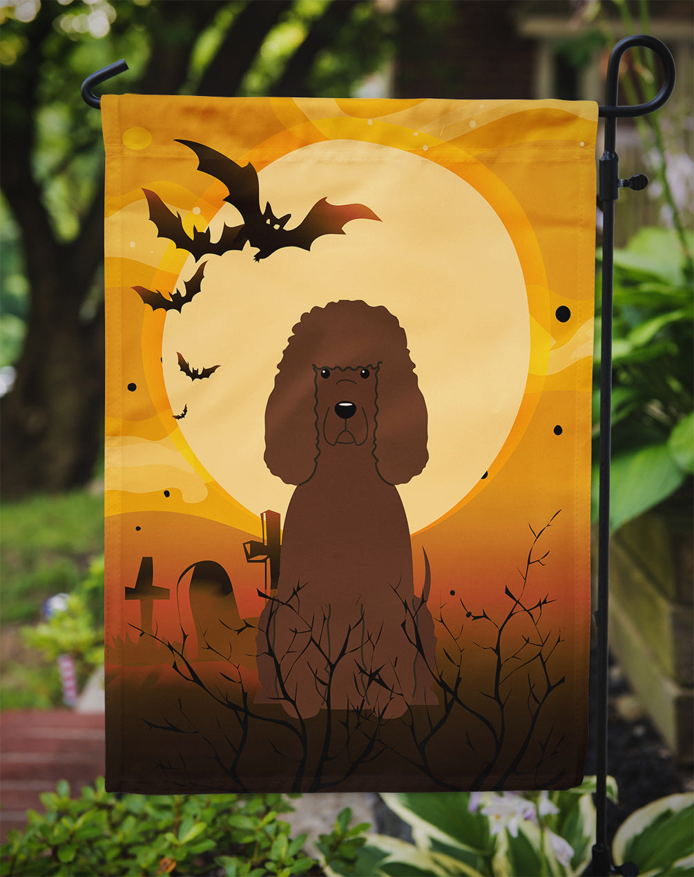Halloween Irish Water Spaniel Garden Flag Mailbox Decorative Yard Banner Outside Patio Artwork for Flower Beds, Garden Size, Multicolor