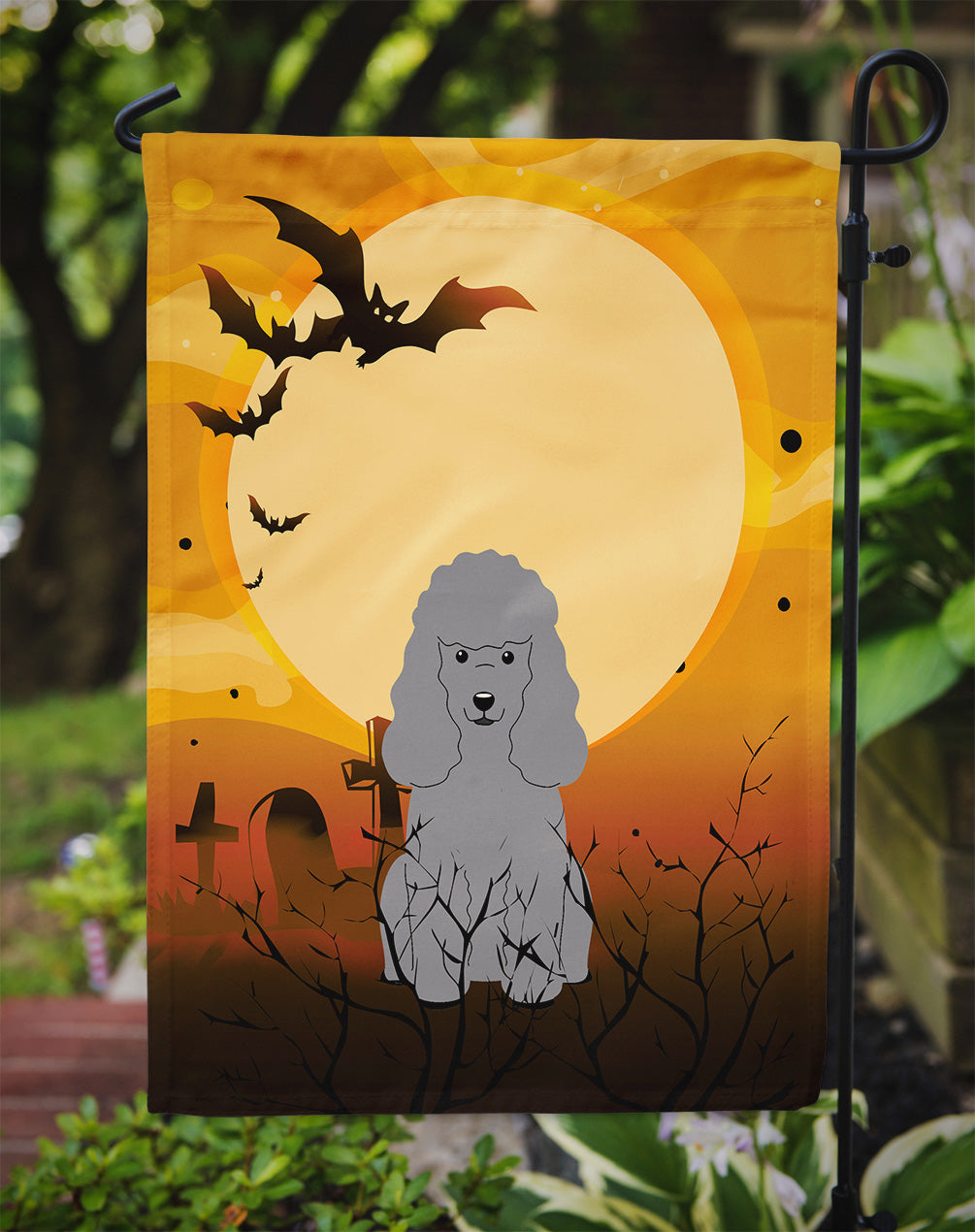Halloween Poodle Silver Garden Flag Mailbox Decorative Yard Banner Outside Patio Artwork for Flower Beds, Garden Size, Multicolor