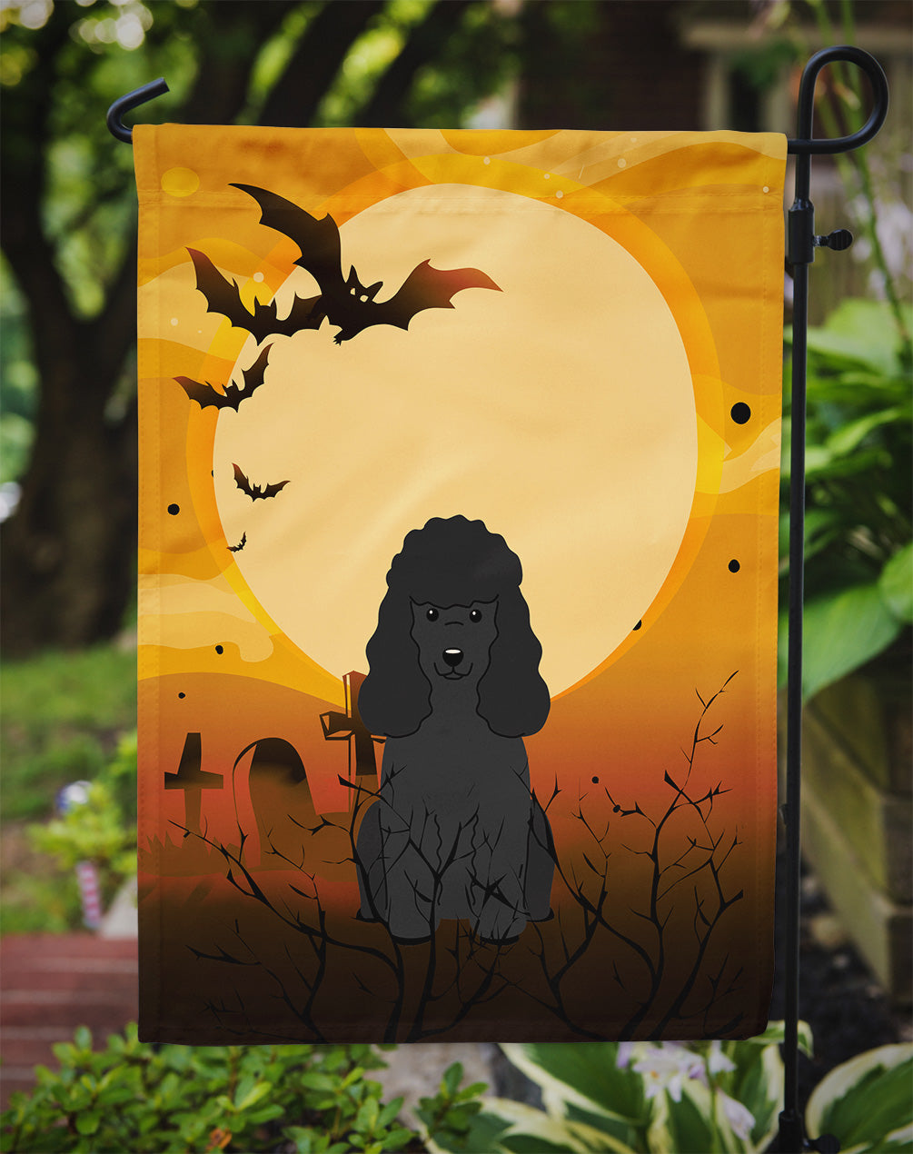 Halloween Poodle Black Garden Flag Mailbox Decorative Yard Banner Outside Patio Artwork for Flower Beds, Garden Size, Multicolor