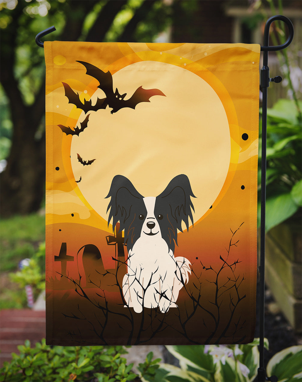 Halloween Papillon Black White Garden Flag Mailbox Decorative Yard Banner Outside Patio Artwork for Flower Beds, Garden Size, Multicolor