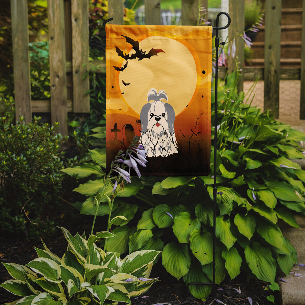 Halloween Shih Tzu Silver White Garden Flag Mailbox Decorative Yard Banner Outside Patio Artwork for Flower Beds, Garden Size, Multicolor