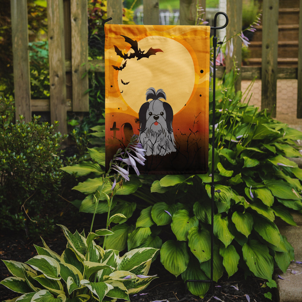 Halloween Shih Tzu Black Silver Garden Flag Mailbox Decorative Yard Banner Outside Patio Artwork for Flower Beds, Garden Size, Multicolor