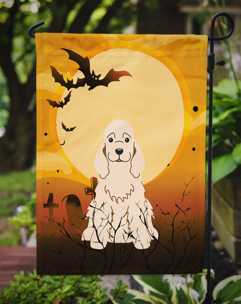 Halloween Cocker Spaniel Buff Garden Flag Mailbox Decorative Yard Banner Outside Patio Artwork for Flower Beds, Garden Size, Multicolor