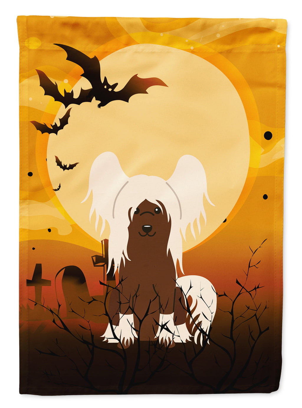 Halloween Chinese Crested Cream Garden Flag Mailbox Decorative Yard Banner Outside Patio Artwork for Flower Beds, Garden Size, Multicolor