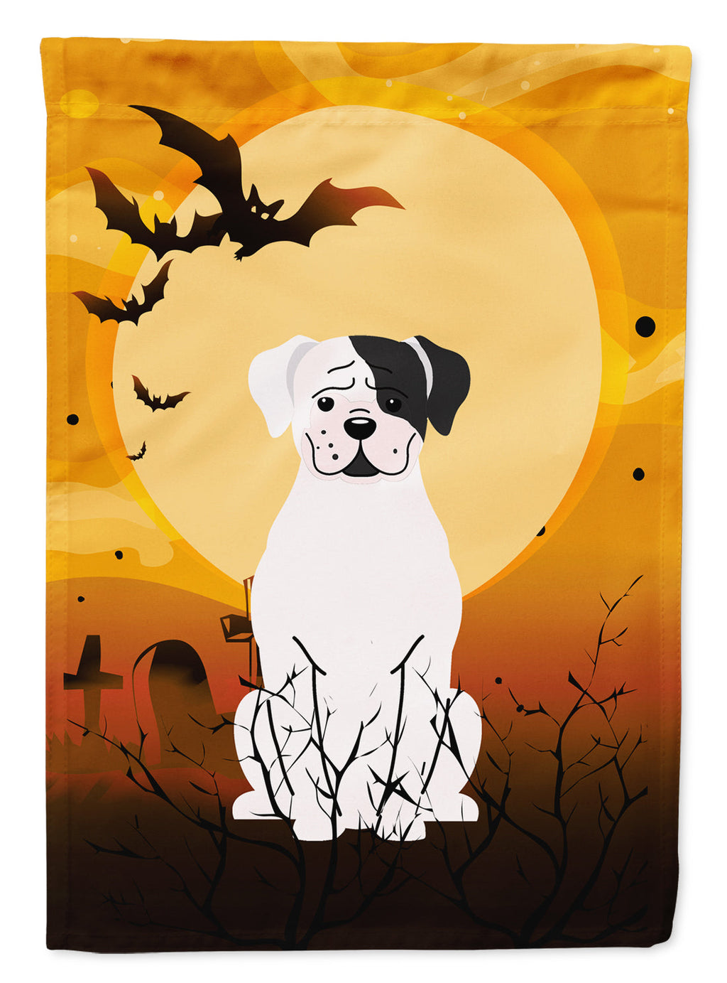 Halloween White Boxer Cooper Garden Flag Mailbox Decorative Yard Banner Outside Patio Artwork for Flower Beds, Garden Size, Multicolor