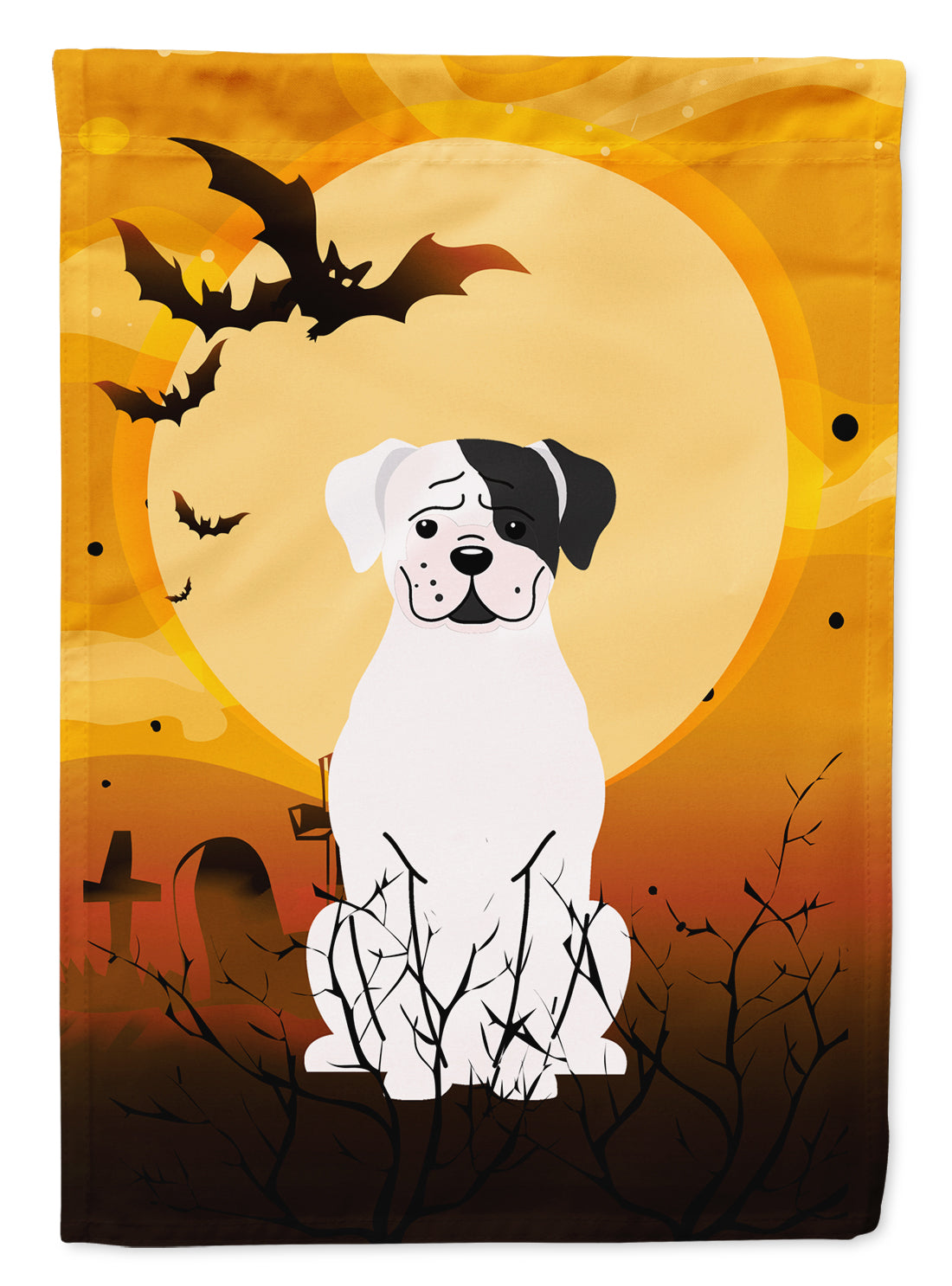 Halloween White Boxer Cooper Garden Flag Mailbox Decorative Yard Banner Outside Patio Artwork for Flower Beds, Garden Size, Multicolor