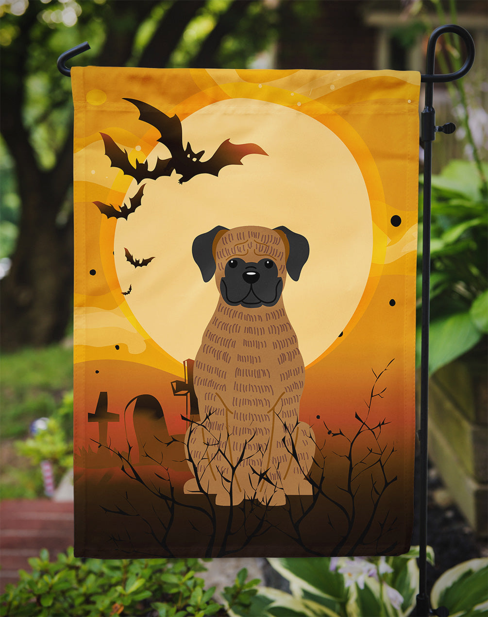 Halloween Brindle Boxer Garden Flag Mailbox Decorative Yard Banner Outside Patio Artwork for Flower Beds, Garden Size, Multicolor