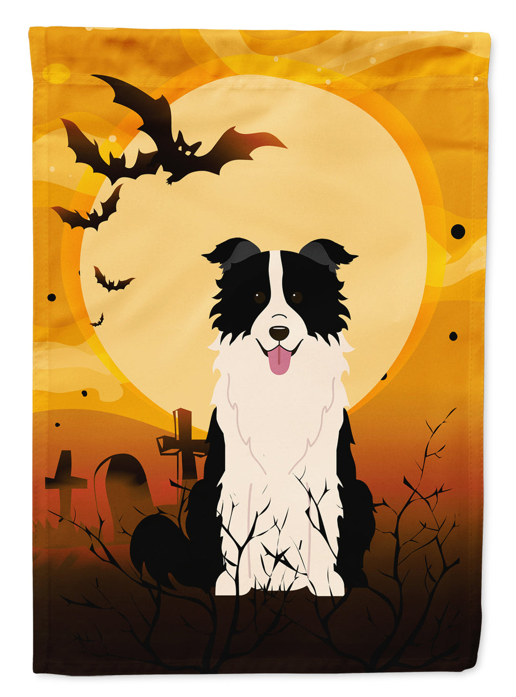 Halloween Border Collie Black White Garden Flag Mailbox Decorative Yard Banner Outside Patio Artwork for Flower Beds, Garden Size, Multicolor