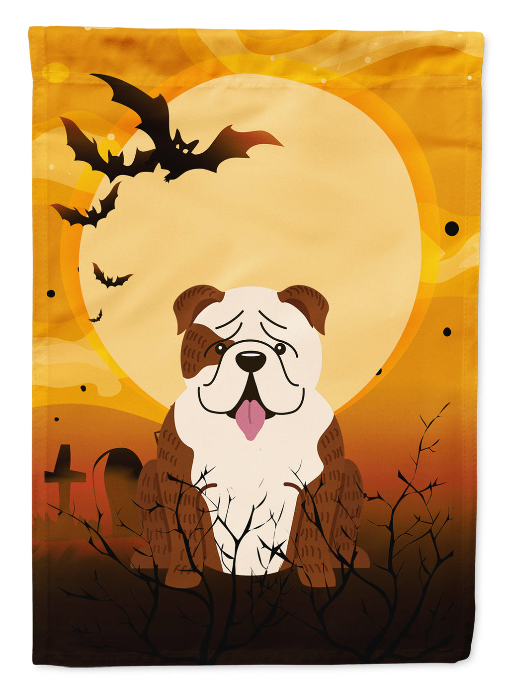 Halloween English Bulldog Brindle White Garden Flag Mailbox Decorative Yard Banner Outside Patio Artwork for Flower Beds, Garden Size, Multicolor