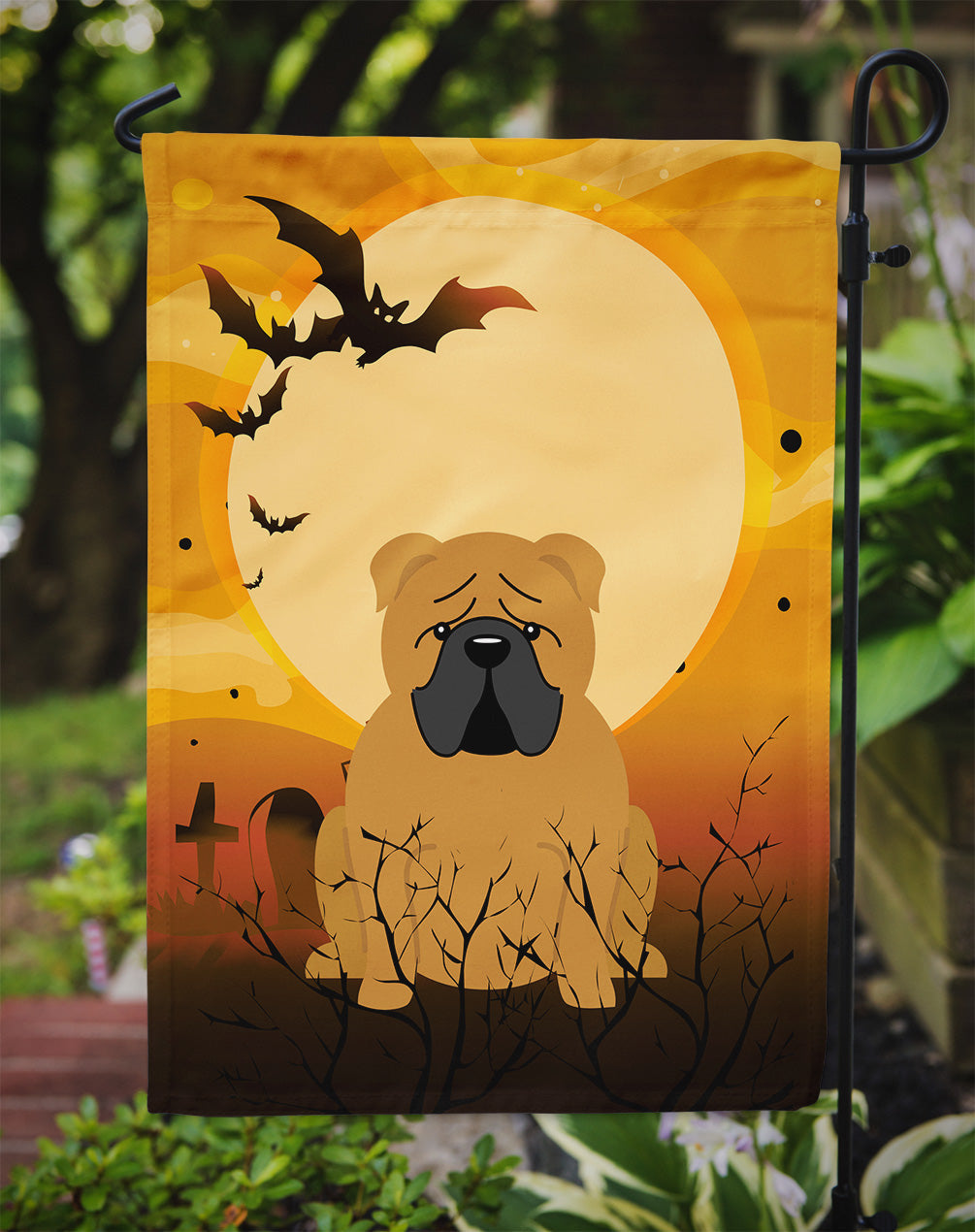 Halloween English Bulldog Red Garden Flag Mailbox Decorative Yard Banner Outside Patio Artwork for Flower Beds, Garden Size, Multicolor