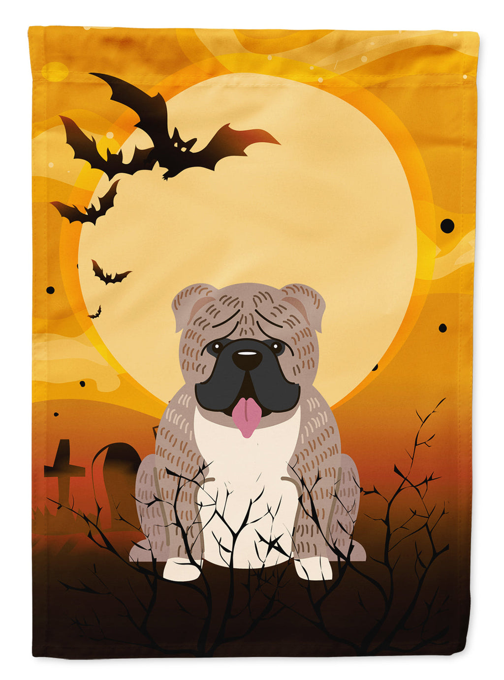 Halloween English Bulldog Grey Brindle  Garden Flag Mailbox Decorative Yard Banner Outside Patio Artwork for Flower Beds, Garden Size, Multicolor