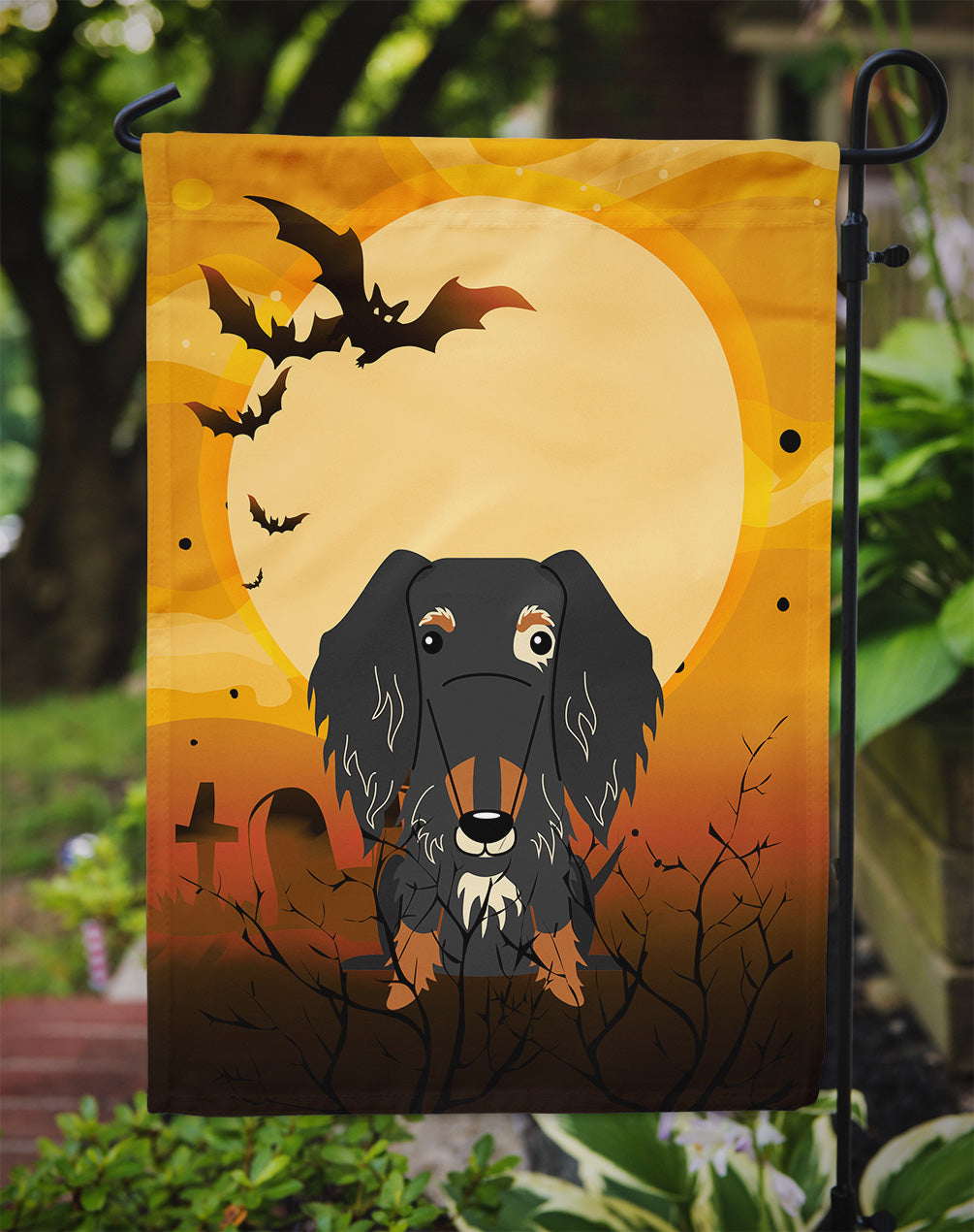 Halloween Wire Haired Dachshund Dapple Garden Flag Mailbox Decorative Yard Banner Outside Patio Artwork for Flower Beds, Garden Size, Multicolor