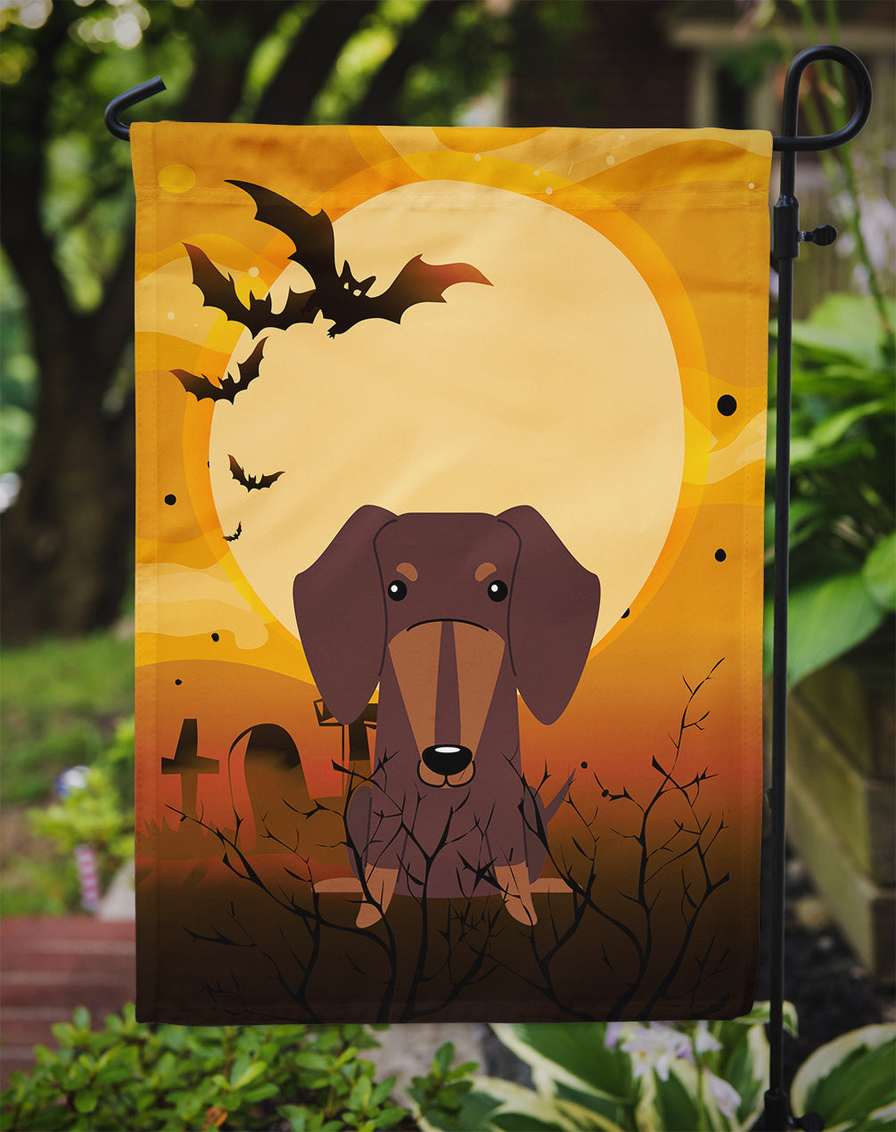 Halloween Dachshund Chocolate Garden Flag Mailbox Decorative Yard Banner Outside Patio Artwork for Flower Beds, Garden Size, Multicolor