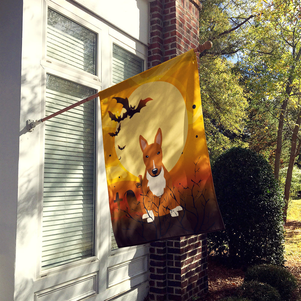 Halloween Bull Terrier Red House Flag 28x40 Porch Sleeve Pole Decorative Outside Yard Banner Artwork Wall Hanging, Polyester