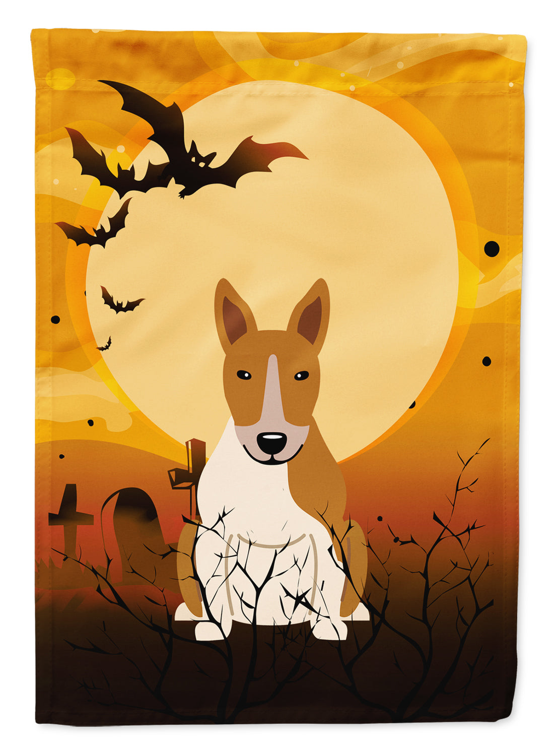 Halloween Bull Terrier Red White Garden Flag Mailbox Decorative Yard Banner Outside Patio Artwork for Flower Beds, Garden Size, Multicolor