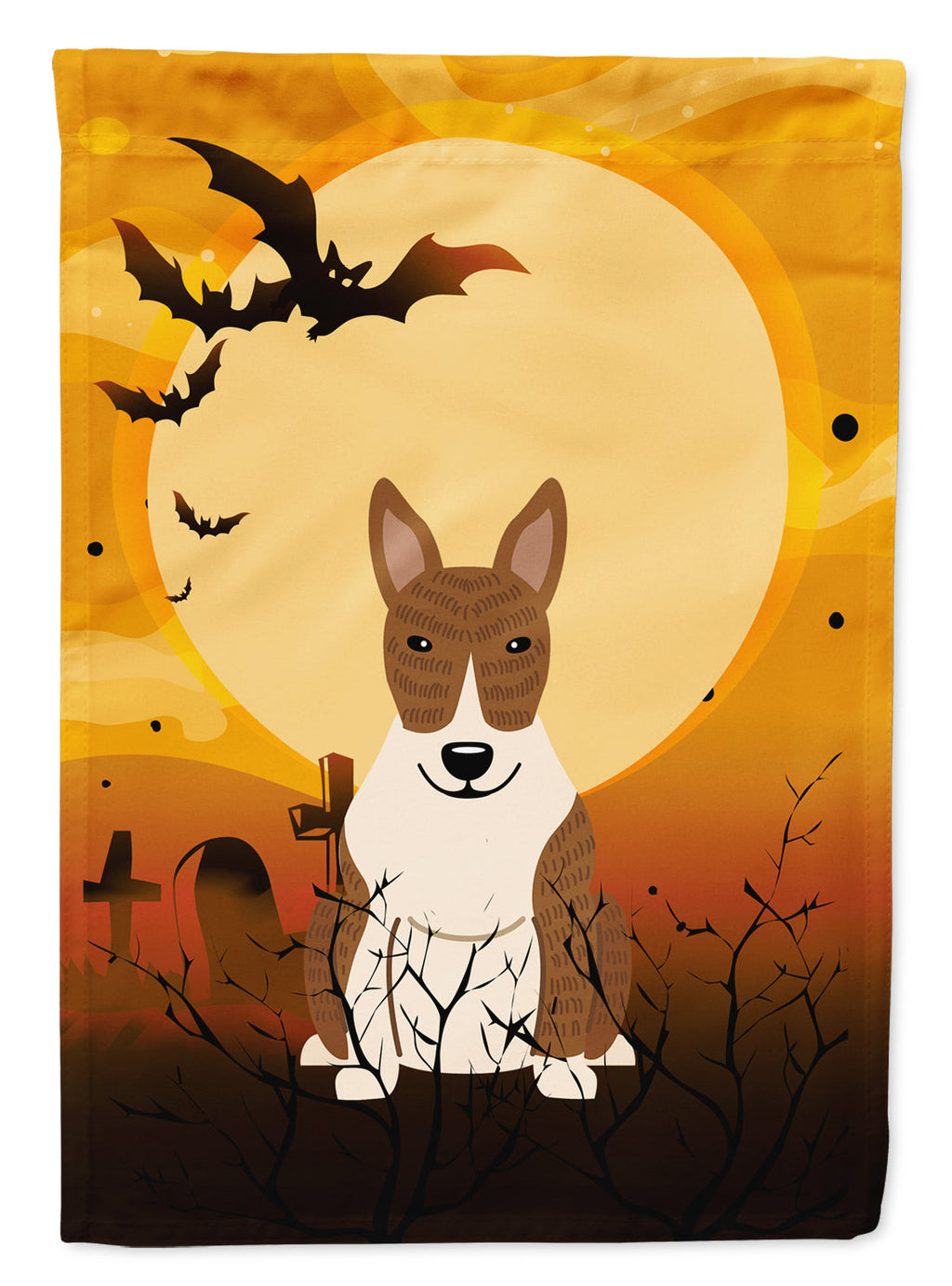 Halloween Bull Terrier Brindle Garden Flag Mailbox Decorative Yard Banner Outside Patio Artwork for Flower Beds, Garden Size, Multicolor