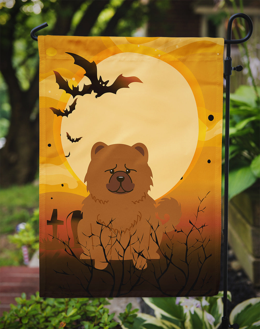 Halloween Chow Chow Red Garden Flag Mailbox Decorative Yard Banner Outside Patio Artwork for Flower Beds, Garden Size, Multicolor