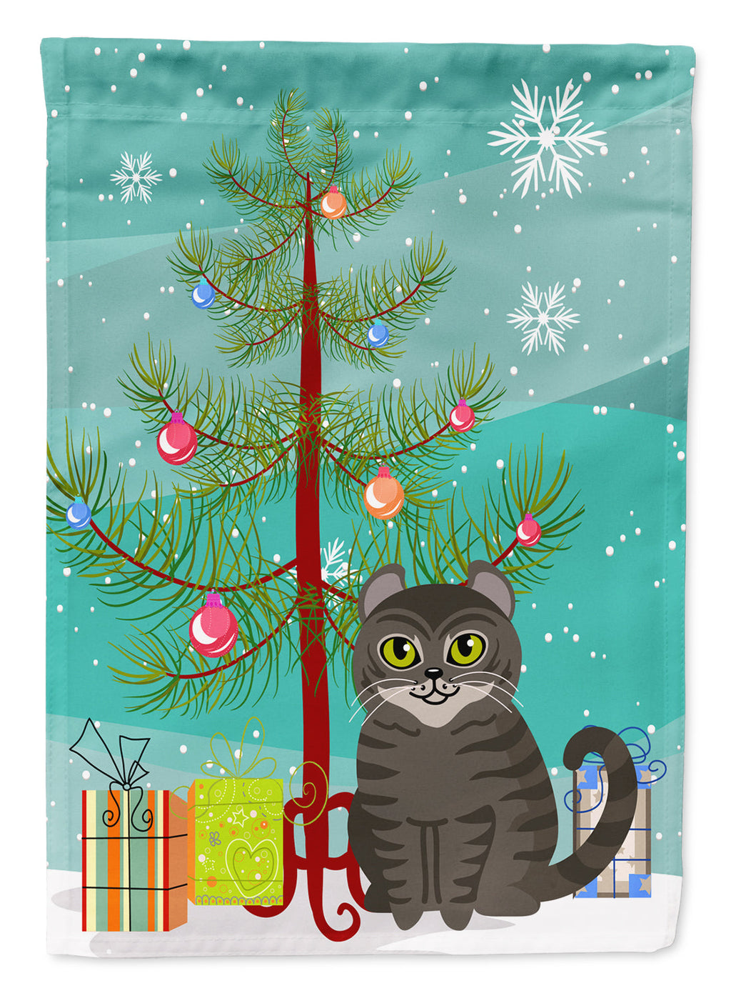 American Curl Cat Merry Christmas Tree Garden Flag Mailbox Decorative Yard Banner Outside Patio Artwork for Flower Beds, Garden Size, Multicolor