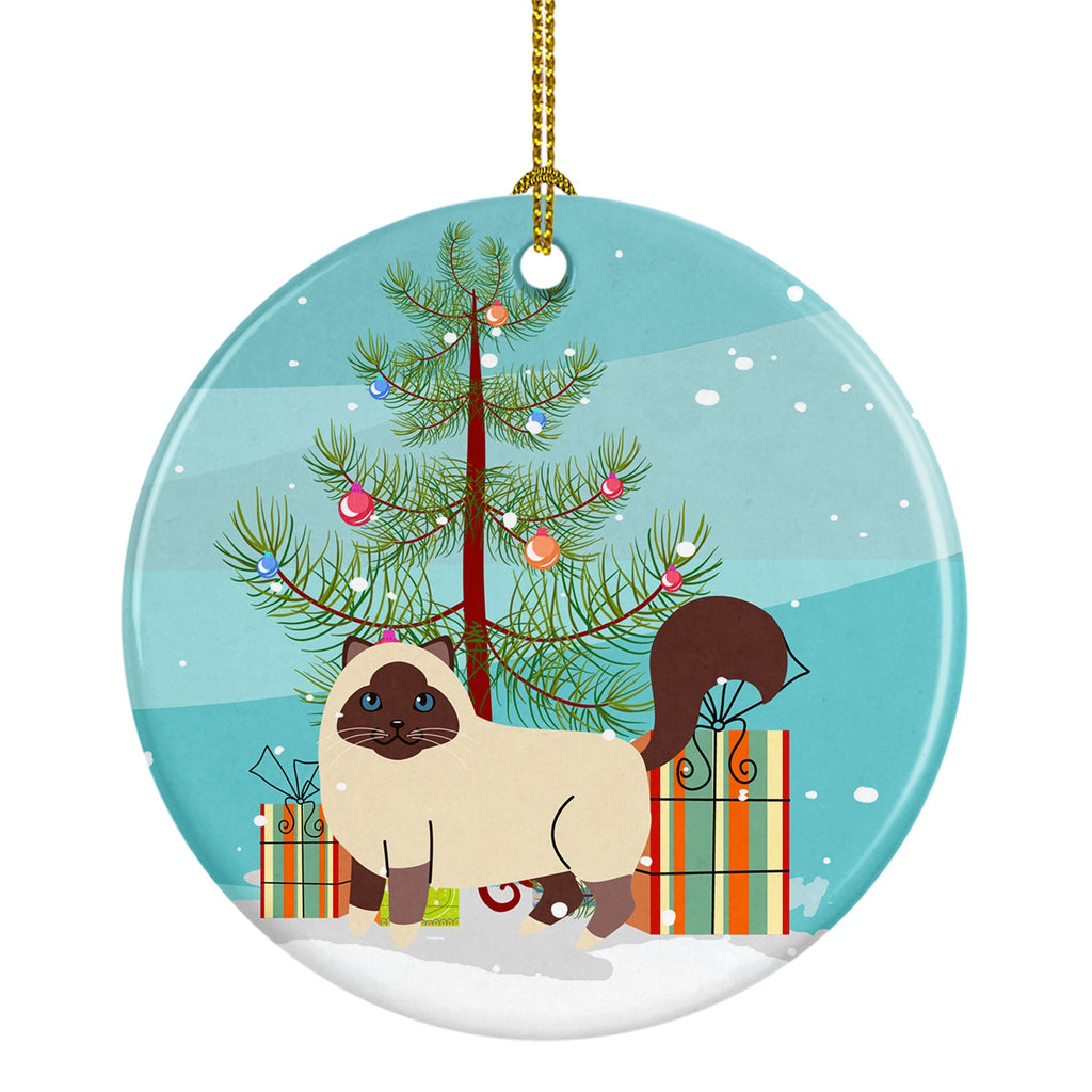 Birman Cat Merry Christmas Tree Ceramic Ornament Christmas Tree Hanging Decorations for Home Christmas Holiday, Party, Gift, 3 in, Multicolor