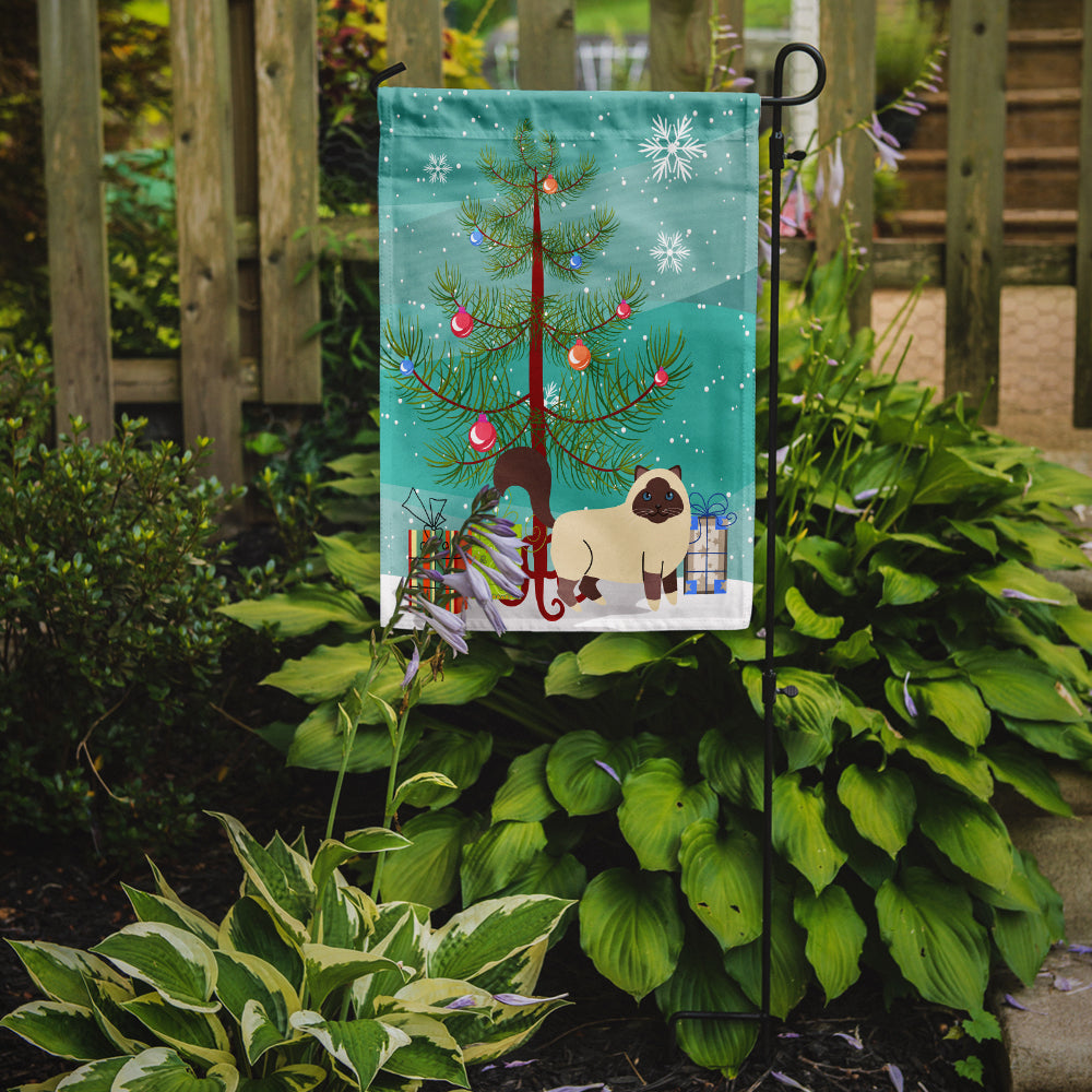 Birman Cat Merry Christmas Tree Garden Flag Mailbox Decorative Yard Banner Outside Patio Artwork for Flower Beds, Garden Size, Multicolor