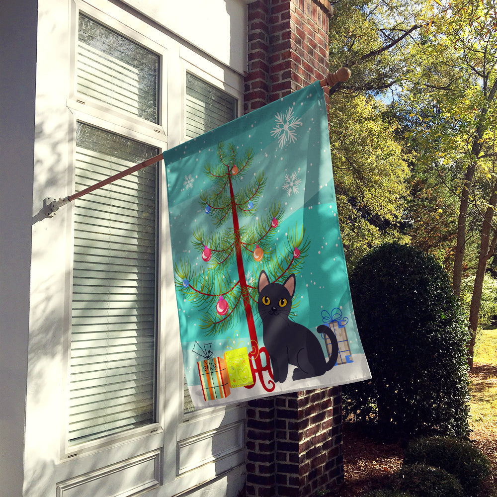 Bombay Cat Merry Christmas Tree House Flag 28x40 Porch Sleeve Pole Decorative Outside Yard Banner Artwork Wall Hanging, Polyester