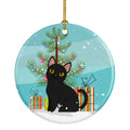 Bombay Cat Merry Christmas Tree Ceramic Ornament Christmas Tree Hanging Decorations for Home Christmas Holiday, Party, Gift, 3 in, Multicolor