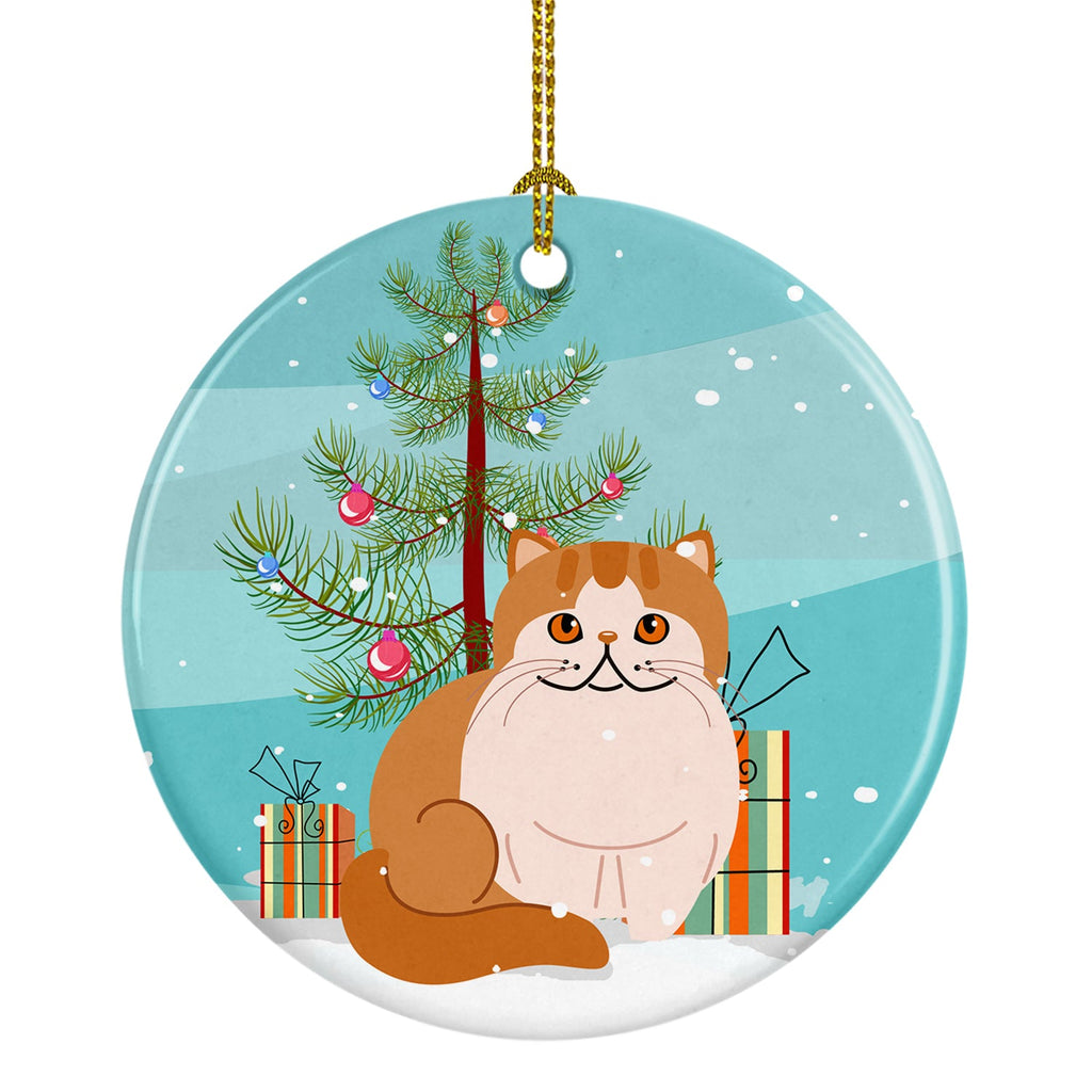 Exotic Shorthair Cat Merry Christmas Tree Ceramic Ornament Christmas Tree Hanging Decorations for Home Christmas Holiday, Party, Gift, 3 in, Multicolor