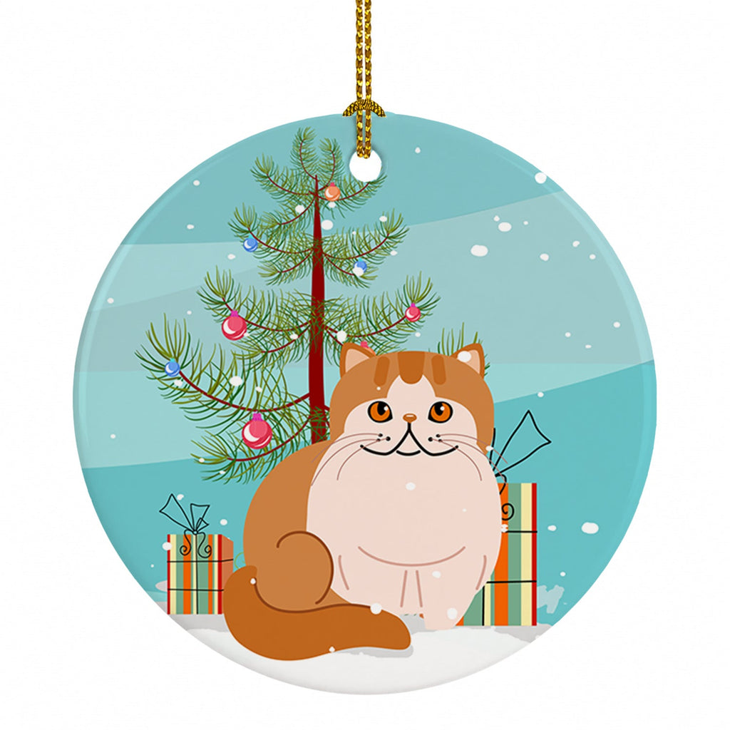 Exotic Shorthair Cat Merry Christmas Tree Ceramic Ornament Christmas Tree Hanging Decorations for Home Christmas Holiday, Party, Gift, 3 in, Multicolor