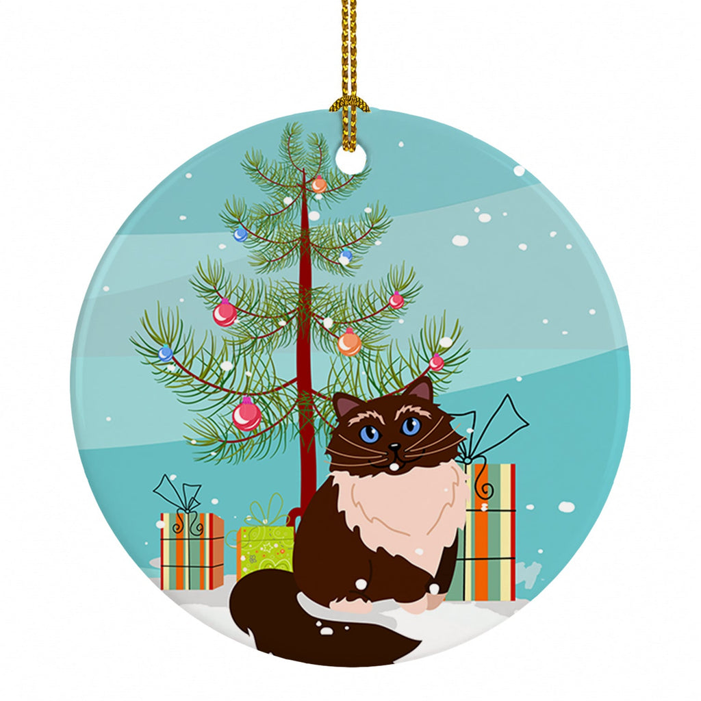 Himalayan Cat Merry Christmas Tree Ceramic Ornament Christmas Tree Hanging Decorations for Home Christmas Holiday, Party, Gift, 3 in, Multicolor