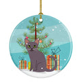 Korat Cat Merry Christmas Tree Ceramic Ornament Christmas Tree Hanging Decorations for Home Christmas Holiday, Party, Gift, 3 in, Multicolor