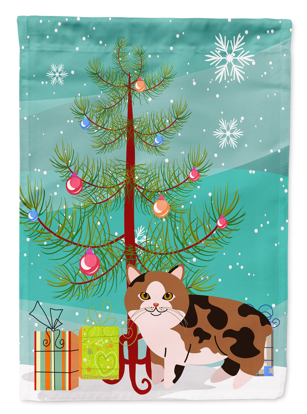 Manx Cat Merry Christmas Tree Garden Flag Mailbox Decorative Yard Banner Outside Patio Artwork for Flower Beds, Garden Size, Multicolor